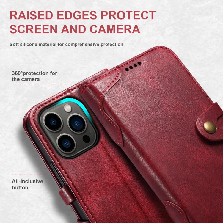 For iPhone 16 Plus Suteni Q-03 Oil Wax Magnetic Clasp Leather Phone Case(Red) - iPhone 16 Plus Cases by Suteni | Online Shopping UK | buy2fix