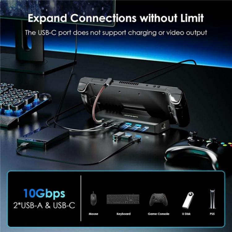 WAVLINK UHP3426 For Steam Deck Gigabit RJ45 100W PD Hub Adapter 6 in 1 Docking Station - Other Accessories by buy2fix | Online Shopping UK | buy2fix
