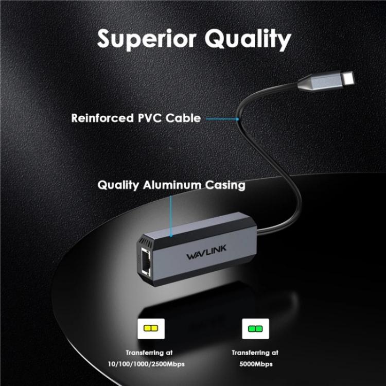 WAVLINK WL-NWU341G Laptop USB-C to 5000Mbps RJ45 LAN Ethernet Network Adapter - USB Network Adapter by WAVLINK | Online Shopping UK | buy2fix