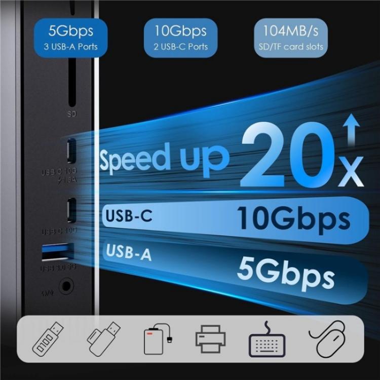 WAVLINK WL-UG69PD13Pro DisplayLink Docking Station 15 in 1 USB-C Hub for MacBook Laptop(UK Plug) - by WAVLINK | Online Shopping UK | buy2fix