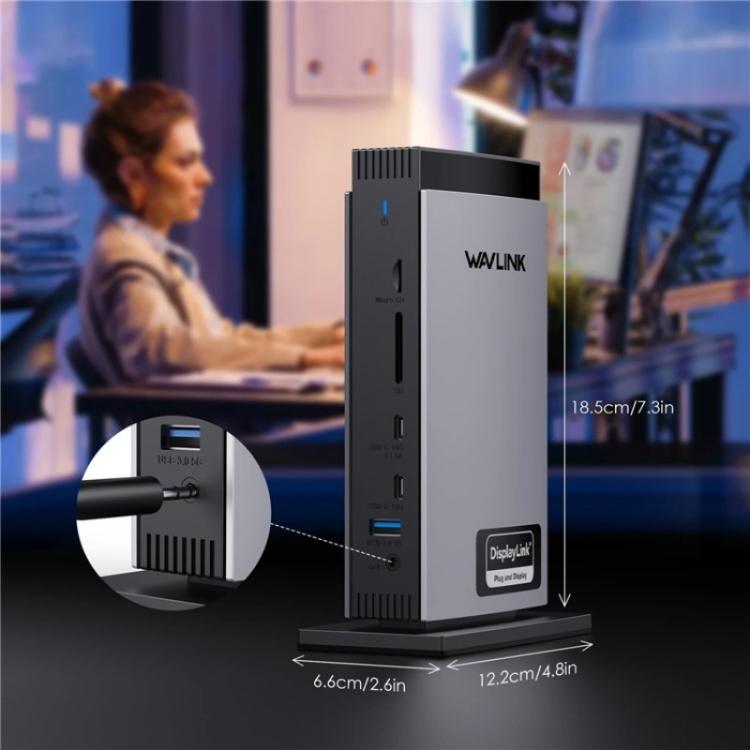 WAVLINK WL-UG69PD13Pro DisplayLink Docking Station 15 in 1 USB-C Hub for MacBook Laptop(UK Plug) - by WAVLINK | Online Shopping UK | buy2fix