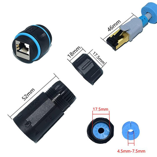 JUNSUNMAY IP68 Shielded Pure Copper Waterproof Gigabit RJ45 Ethernet Coupler for Cat5/Cat5e/Cat6/Cat7/Cat8 - Lan Cable and Tools by JUNSUNMAY | Online Shopping UK | buy2fix