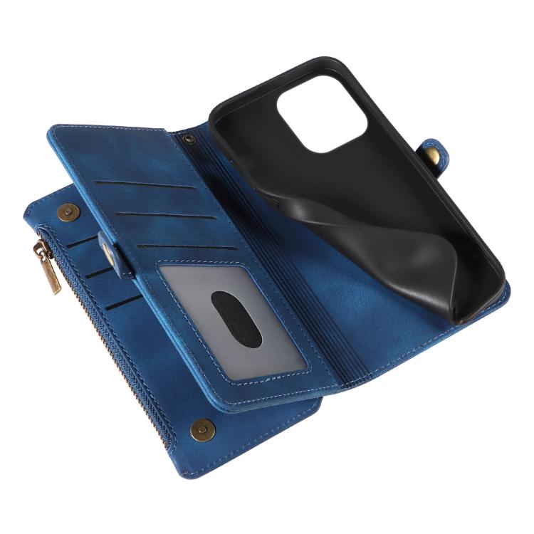 For iPhone 16 Pro Fantasy Multifunctional Zipper Wallet Leather Phone Case(blue) - iPhone 16 Pro Cases by buy2fix | Online Shopping UK | buy2fix