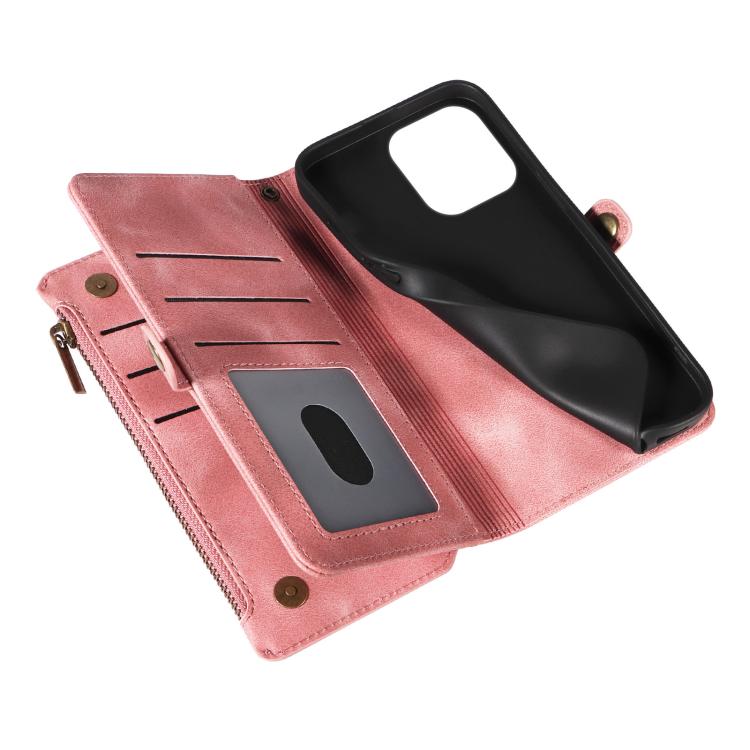 For iPhone 16 Pro Fantasy Multifunctional Zipper Wallet Leather Phone Case(pink) - iPhone 16 Pro Cases by buy2fix | Online Shopping UK | buy2fix