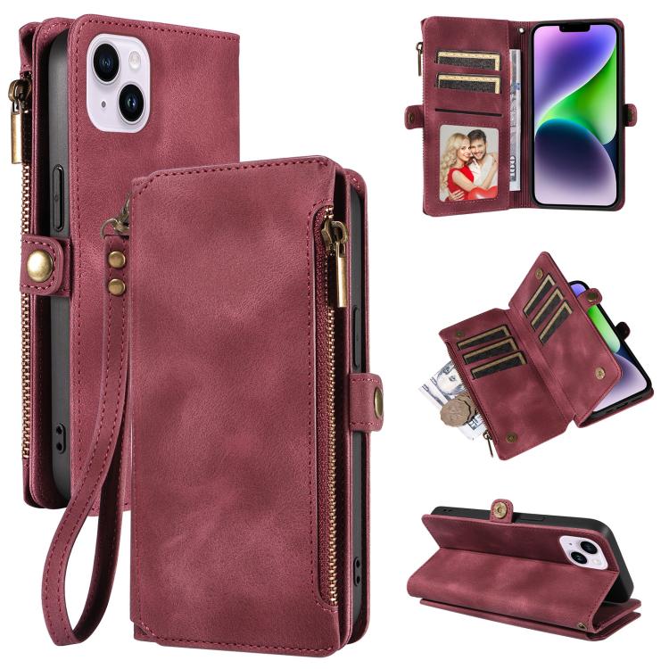 For iPhone 14 Plus Fantasy Multifunctional Zipper Wallet Leather Phone Case(purple) - iPhone 14 Plus Cases by buy2fix | Online Shopping UK | buy2fix