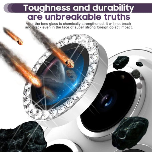 For iPhone 16 Plus Kalebol Individual Camera Lens Diamond Ring Protector(Silver) - iPhone 16 Plus Tempered Glass by Kalebol | Online Shopping UK | buy2fix