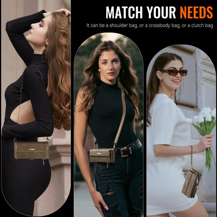 For iPhone 15 CaseMe C39 RFID Blocking Zipper Wallet Leather Phone Case with Crossbody Strap(Coffee) - iPhone 15 Cases by CaseMe | Online Shopping UK | buy2fix