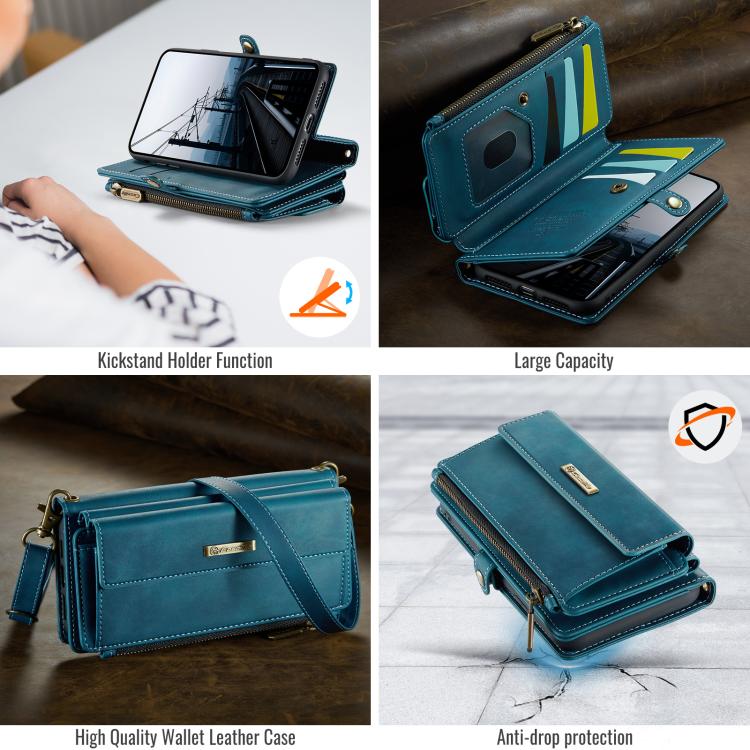 For iPhone 7 / 8 / SE 2022 CaseMe C39 RFID Blocking Zipper Wallet Leather Phone Case with Crossbody Strap(Green) - iPhone SE 2022 / 2020 / 8 / 7 Cases by CaseMe | Online Shopping UK | buy2fix