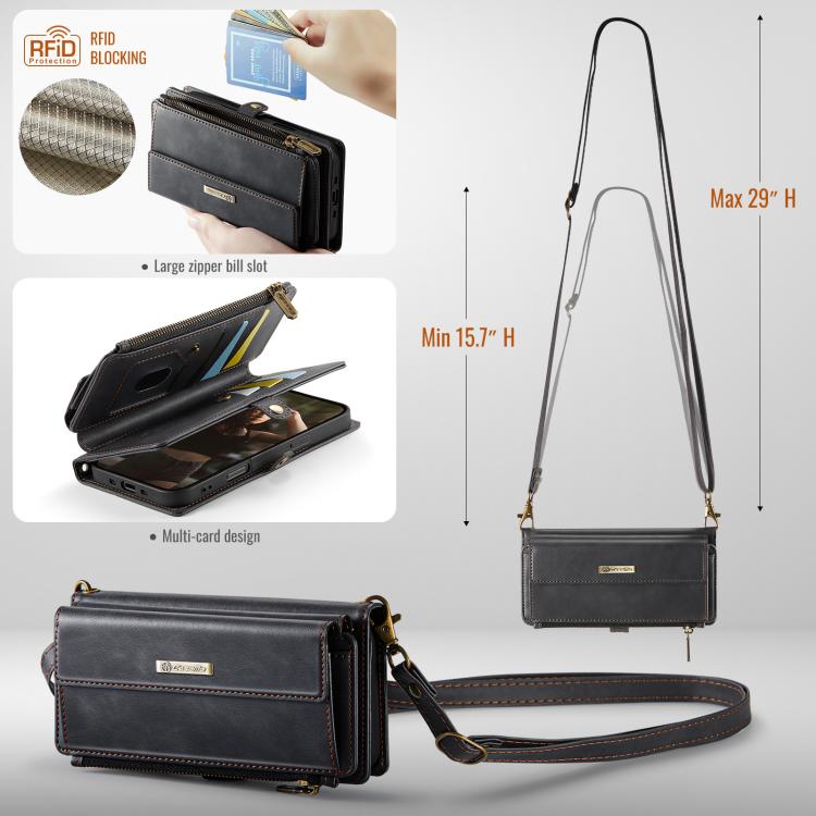 For iPhone Air CaseMe C39 RFID Blocking Zipper Wallet Leather Phone Case with Crossbody Strap(Black) - iPhone Air Cases by CaseMe | Online Shopping UK | buy2fix