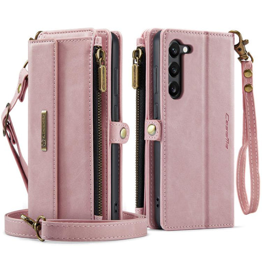 For Samsung Galaxy S23 5G CaseMe C39 RFID Blocking Zipper Wallet Leather Phone Case with Crossbody Strap(Pink) - Galaxy S23 5G Cases by CaseMe | Online Shopping UK | buy2fix