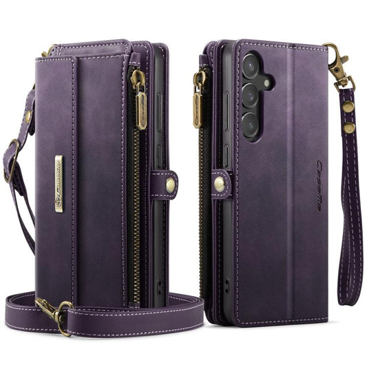 For Samsung Galaxy S23 FE 5G CaseMe C39 RFID Blocking Zipper Wallet Leather Phone Case with Crossbody Strap(Purple) - Galaxy S23 FE 5G Cases by CaseMe | Online Shopping UK | buy2fix