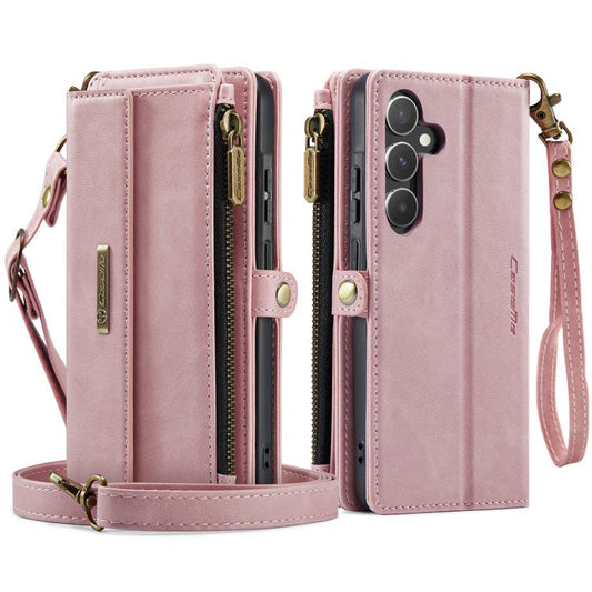 For Samsung Galaxy A55 5G CaseMe C39 RFID Blocking Zipper Wallet Leather Phone Case with Crossbody Strap(Pink) - Galaxy Phone Cases by CaseMe | Online Shopping UK | buy2fix