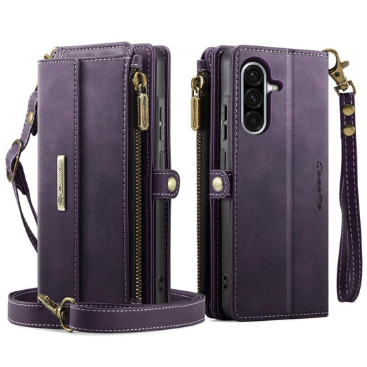 For Samsung Galaxy A56 5G CaseMe C39 RFID Blocking Zipper Wallet Leather Phone Case with Crossbody Strap(Purple) - Galaxy Phone Cases by CaseMe | Online Shopping UK | buy2fix