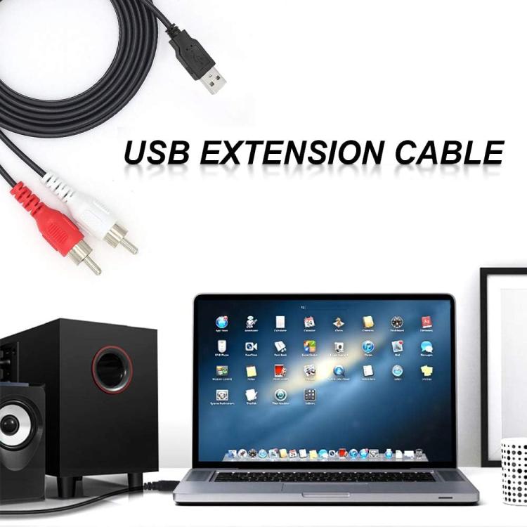 JUNSUNMAY 1.5m USB 2.0 Male to 2 RCA Male Video AV Converter Audio Splitter Cable - Splitter Adapter by JUNSUNMAY | Online Shopping UK | buy2fix