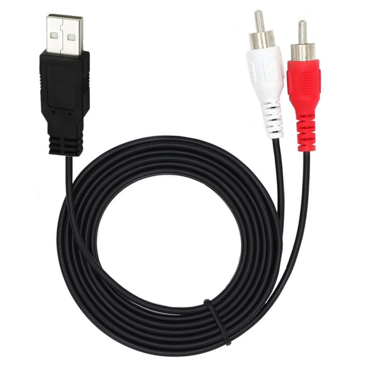 JUNSUNMAY 1.5m USB 2.0 Male to 2 RCA Male Video AV Converter Audio Splitter Cable - Splitter Adapter by JUNSUNMAY | Online Shopping UK | buy2fix