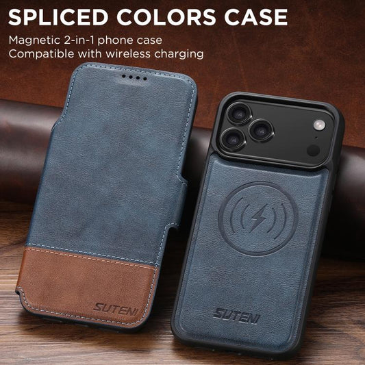 For iPhone 17 Pro Max Suteni Q06 2-in-1 Multi-function Detachable Wallet MagSafe Phone Case(Blue) - iPhone 17 Pro Max Cases by Suteni | Online Shopping UK | buy2fix