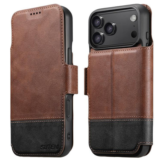For iPhone 17 Pro Suteni Q06 2-in-1 Multi-function Detachable Wallet MagSafe Phone Case(Brown) - iPhone 17 Pro Cases by Suteni | Online Shopping UK | buy2fix