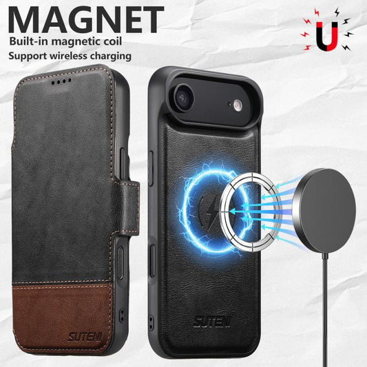 For iPhone Air Suteni Q06 2-in-1 Multi-function Detachable Wallet MagSafe Phone Case(Black) - iPhone Air Cases by Suteni | Online Shopping UK | buy2fix
