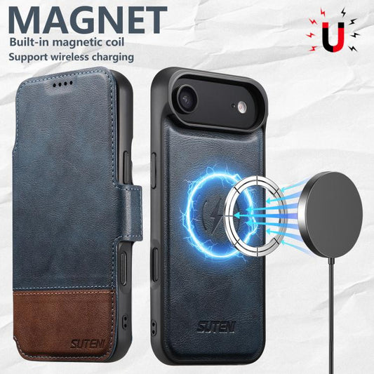 For iPhone Air Suteni Q06 2-in-1 Multi-function Detachable Wallet MagSafe Phone Case(Blue) - iPhone Air Cases by Suteni | Online Shopping UK | buy2fix