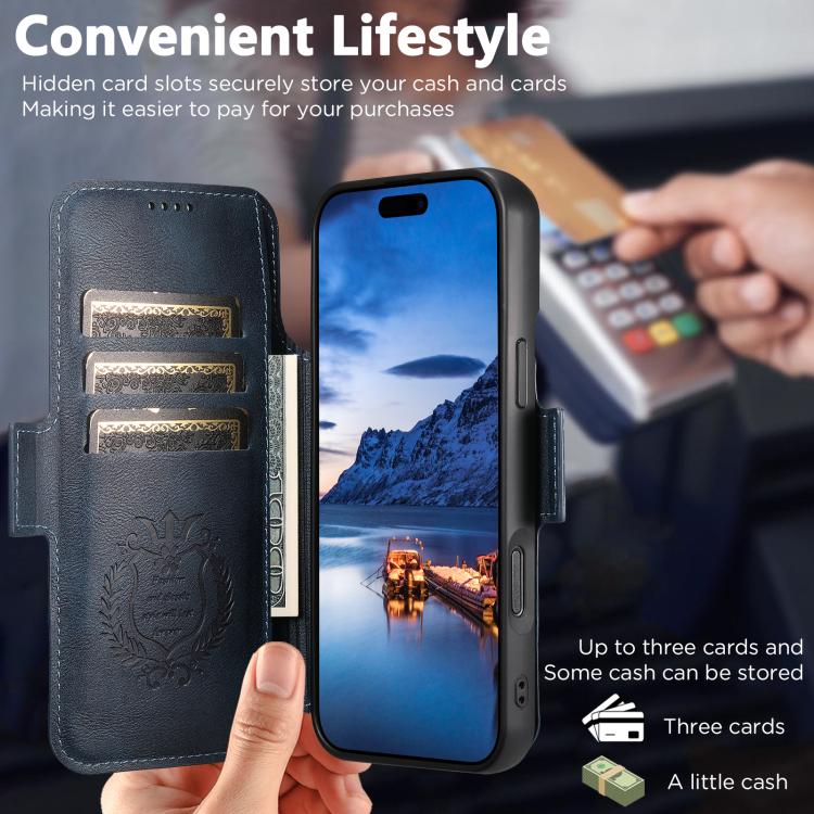 For iPhone Air Suteni Q06 2-in-1 Multi-function Detachable Wallet MagSafe Phone Case(Blue) - iPhone Air Cases by Suteni | Online Shopping UK | buy2fix