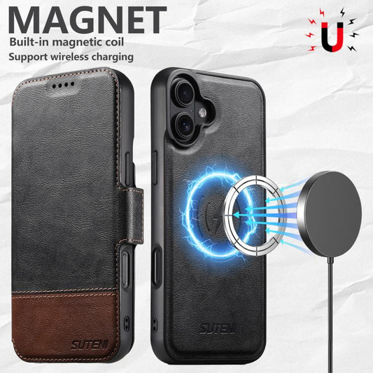 For iPhone 17 Suteni Q06 2-in-1 Multi-function Detachable Wallet MagSafe Phone Case(Black) - iPhone 17 Cases by Suteni | Online Shopping UK | buy2fix
