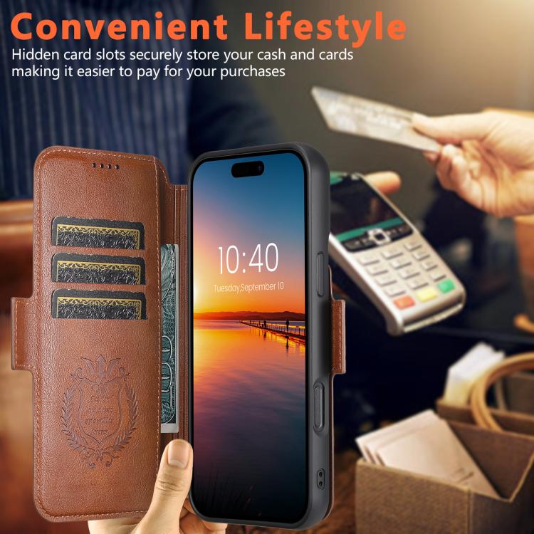 For iPhone 16 Pro Suteni Q07 2-in-1 Multi-function Detachable Wallet MagSafe Phone Case(Brown) - iPhone 16 Pro Cases by Suteni | Online Shopping UK | buy2fix