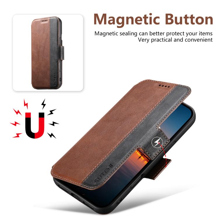 For iPhone 16 Plus Suteni Q07 2-in-1 Multi-function Detachable Wallet MagSafe Phone Case(Brown) - iPhone 16 Plus Cases by Suteni | Online Shopping UK | buy2fix