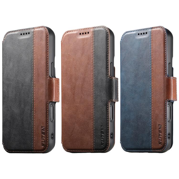 For iPhone 14 Suteni Q07 2-in-1 Multi-function Detachable Wallet MagSafe Phone Case(Blue) - iPhone 14 Cases by Suteni | Online Shopping UK | buy2fix
