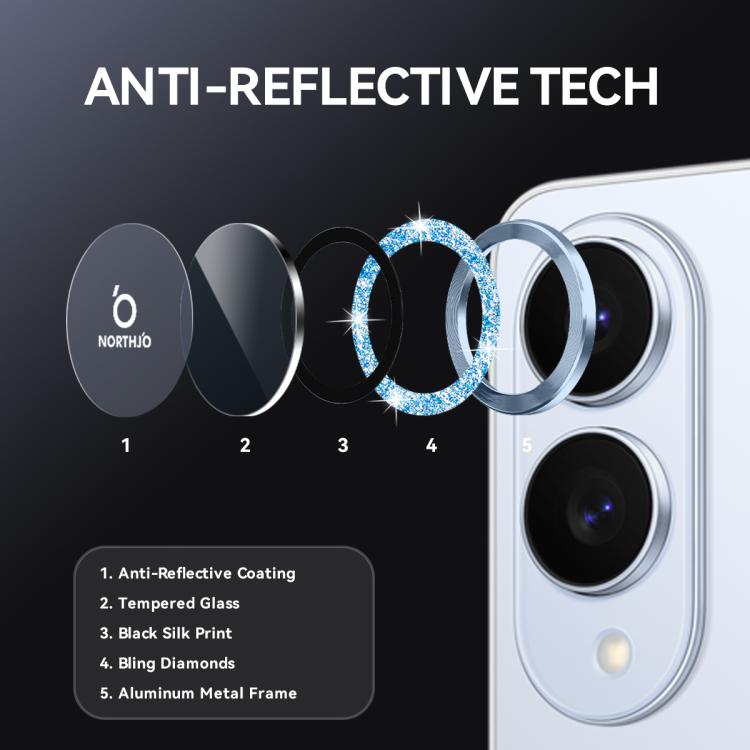 For Samsung Galaxy S25 Edge 5G NORTHJO 1 Set Camera Lens Protector Glitter Metal Ring Film(Blue) - For Samsung by NORTHJO | Online Shopping UK | buy2fix