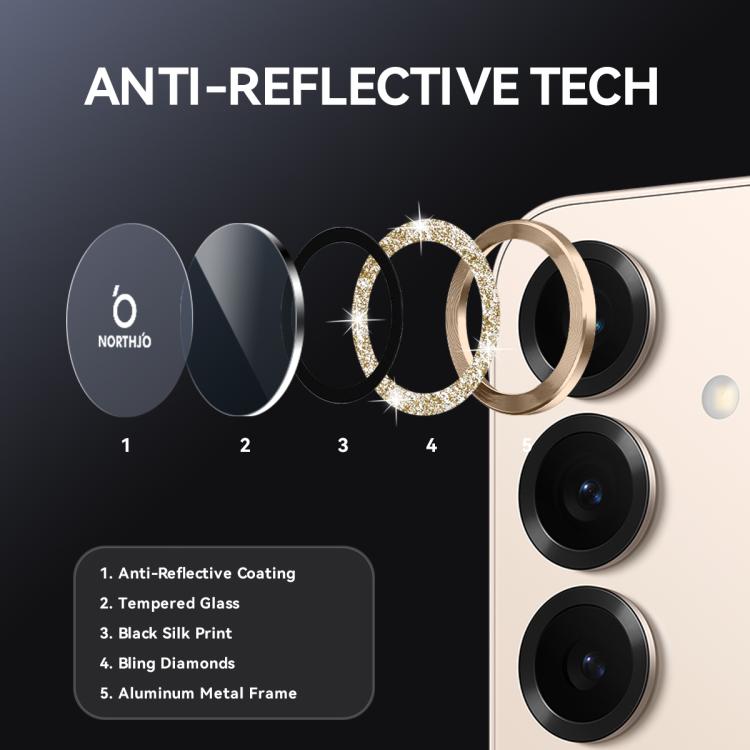 For Samsung Galaxy S25 5G NORTHJO 1 Set Camera Lens Protector Glitter Metal Ring Film(Gold) - For Samsung by NORTHJO | Online Shopping UK | buy2fix