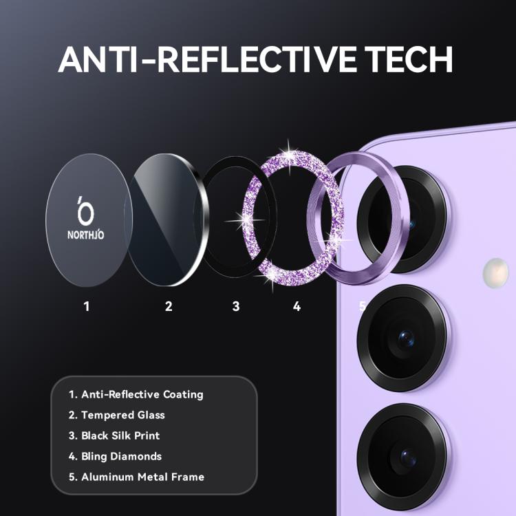 For Samsung Galaxy S25+ 5G NORTHJO 1 Set Camera Lens Protector Glitter Metal Ring Film(Purple) - For Samsung by NORTHJO | Online Shopping UK | buy2fix