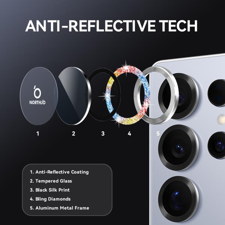 For Samsung Galaxy S25 Ultra 5G NORTHJO 1 Set Camera Lens Protector Glitter Metal Ring Film(Colorful) - For Samsung by NORTHJO | Online Shopping UK | buy2fix