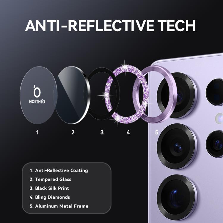 For Samsung Galaxy S25 Ultra 5G NORTHJO 1 Set Camera Lens Protector Glitter Metal Ring Film(Purple) - For Samsung by NORTHJO | Online Shopping UK | buy2fix