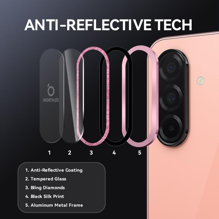 For Samsung Galaxy A26 5G NORTHJO 1 Set Camera Lens Protector Glitter Metal Ring Film(Pink) - For Samsung by NORTHJO | Online Shopping UK | buy2fix