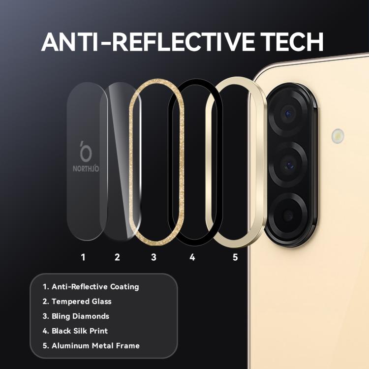 For Samsung Galaxy A26 5G NORTHJO 1 Set Camera Lens Protector Glitter Metal Ring Film(Gold) - For Samsung by NORTHJO | Online Shopping UK | buy2fix