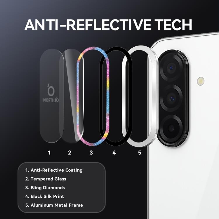 For Samsung Galaxy A26 5G NORTHJO 1 Set Camera Lens Protector Glitter Metal Ring Film(Colorful) - For Samsung by NORTHJO | Online Shopping UK | buy2fix