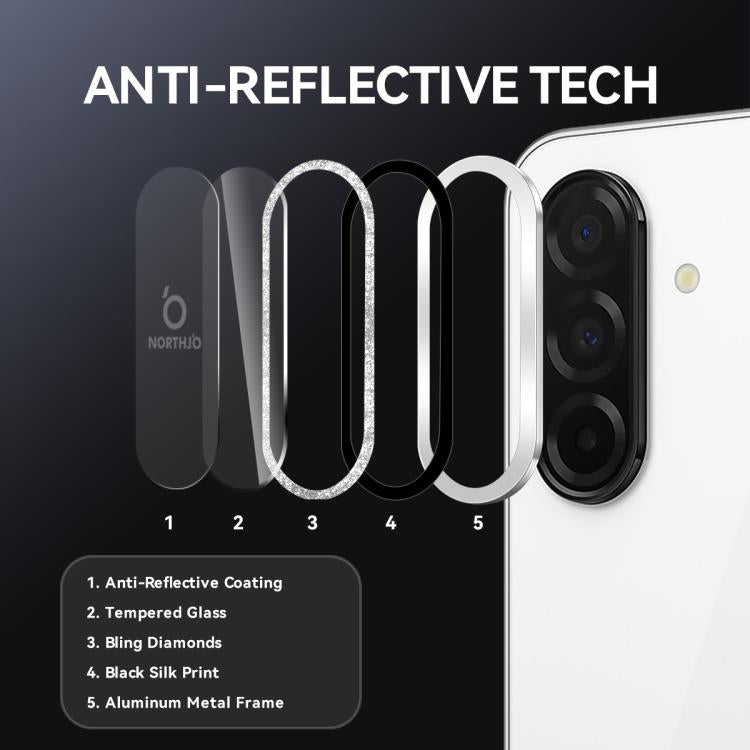 For Samsung Galaxy A26 5G NORTHJO 1 Set Camera Lens Protector Glitter Metal Ring Film(Silver) - For Samsung by NORTHJO | Online Shopping UK | buy2fix