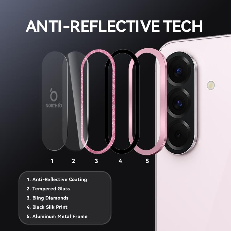 For Samsung Galaxy A36 5G / A56 5G NORTHJO 1 Set Camera Lens Protector Glitter Metal Ring Film(Pink) - For Samsung by NORTHJO | Online Shopping UK | buy2fix
