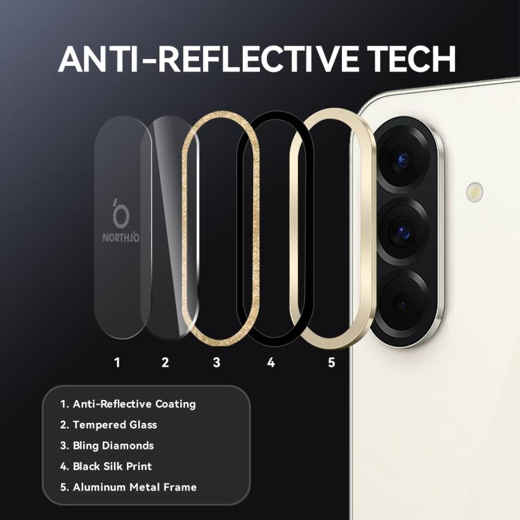 For Samsung Galaxy A36 5G / A56 5G NORTHJO 1 Set Camera Lens Protector Glitter Metal Ring Film(Gold) - For Samsung by NORTHJO | Online Shopping UK | buy2fix