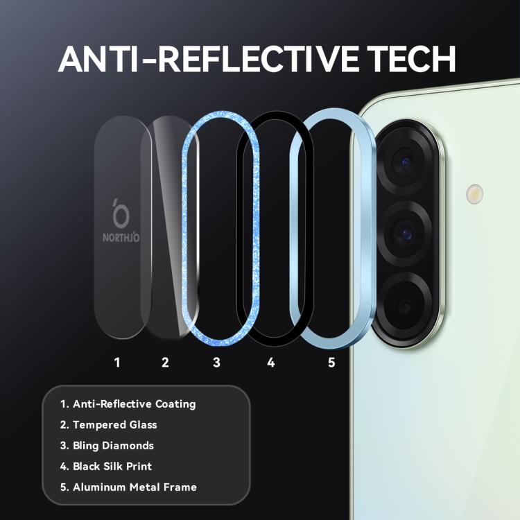 For Samsung Galaxy A36 5G / A56 5G NORTHJO 1 Set Camera Lens Protector Glitter Metal Ring Film(Blue) - For Samsung by NORTHJO | Online Shopping UK | buy2fix
