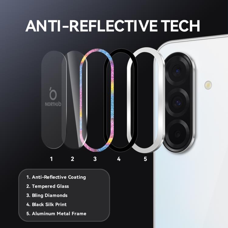 For Samsung Galaxy A36 5G / A56 5G NORTHJO 1 Set Camera Lens Protector Glitter Metal Ring Film(Colorful) - For Samsung by NORTHJO | Online Shopping UK | buy2fix