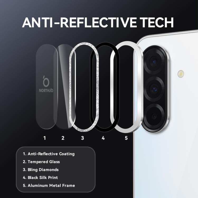 For Samsung Galaxy A36 5G / A56 5G NORTHJO 1 Set Camera Lens Protector Glitter Metal Ring Film(Silver) - For Samsung by NORTHJO | Online Shopping UK | buy2fix