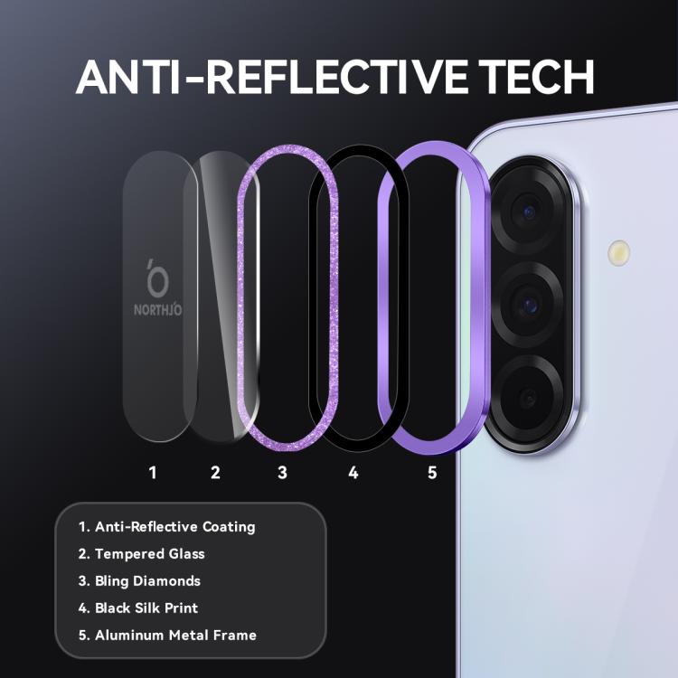 For Samsung Galaxy A36 5G / A56 5G NORTHJO 1 Set Camera Lens Protector Glitter Metal Ring Film(Purple) - For Samsung by NORTHJO | Online Shopping UK | buy2fix