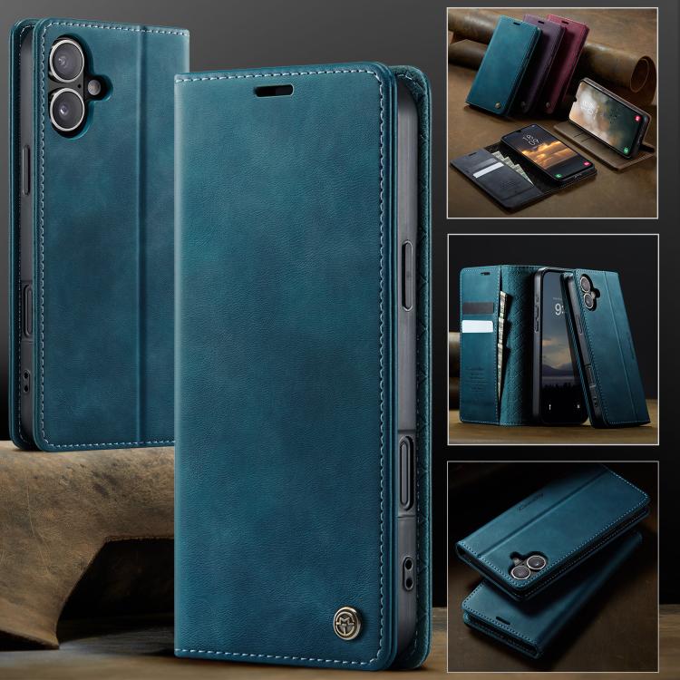 For iPhone 16 Plus CaseMe 033 Calf Leather Lining Microfibre RFID Blocking Phone Case(Green) - iPhone 16 Plus Cases by CaseMe | Online Shopping UK | buy2fix