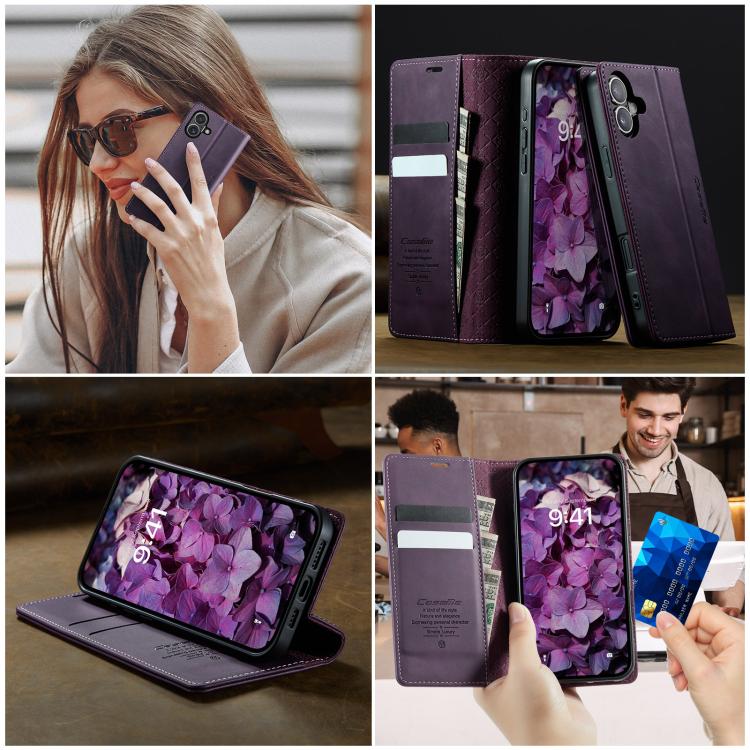 For iPhone 16 Plus CaseMe 033 Calf Leather Lining Microfibre RFID Blocking Phone Case(Purple) - iPhone 16 Plus Cases by CaseMe | Online Shopping UK | buy2fix
