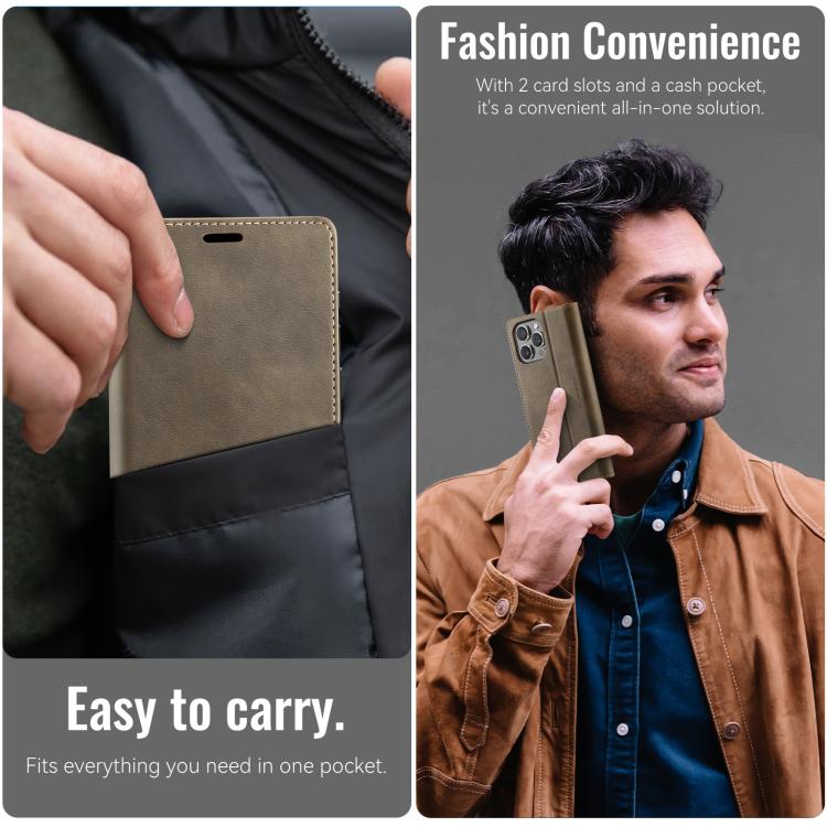 For iPhone 16 Pro CaseMe 033 Calf Leather Lining Microfibre RFID Blocking Phone Case(Coffee) - iPhone 16 Pro Cases by CaseMe | Online Shopping UK | buy2fix