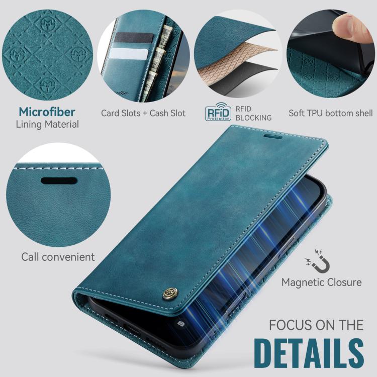 For iPhone 16 Pro CaseMe 033 Calf Leather Lining Microfibre RFID Blocking Phone Case(Green) - iPhone 16 Pro Cases by CaseMe | Online Shopping UK | buy2fix