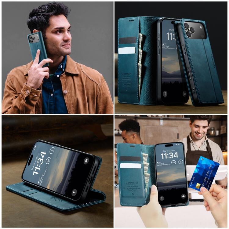 For iPhone 17 Pro Max CaseMe 033 Calf Leather Lining Microfibre RFID Blocking Phone Case(Green) - iPhone 17 Pro Max Cases by CaseMe | Online Shopping UK | buy2fix