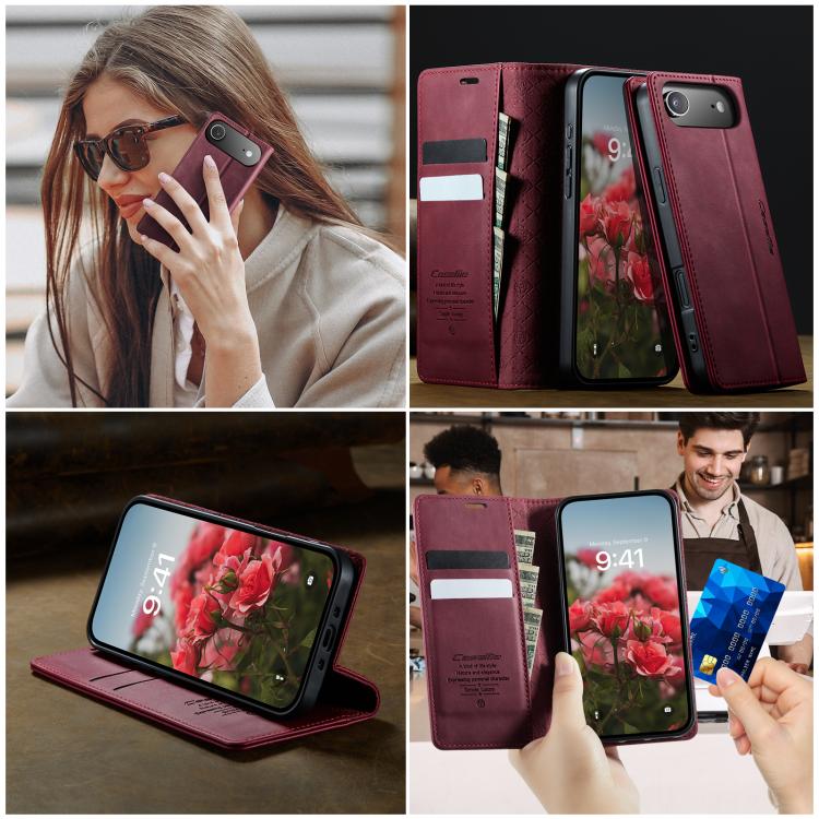 For iPhone Air CaseMe 033 Calf Leather Lining Microfibre RFID Blocking Phone Case(Red) - iPhone Air Cases by CaseMe | Online Shopping UK | buy2fix