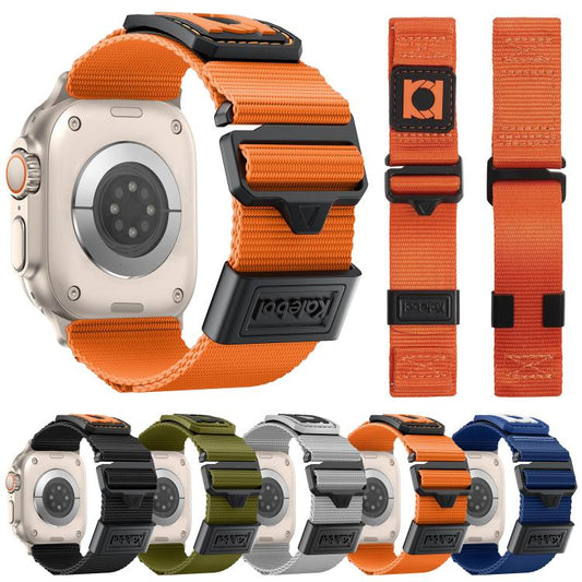 For Apple Watch 46mm / 49mm / 45mm / 44mm Kalebol Braided Nylon Sport Watch Band(Gray) - Watch Bands by Kalebol | Online Shopping UK | buy2fix